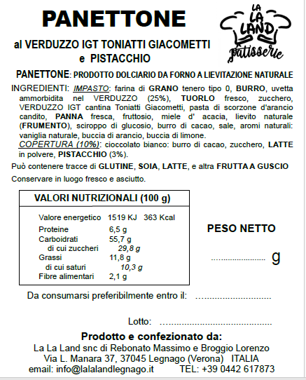 Panettone al Verduzzo IGT e Pistacchio