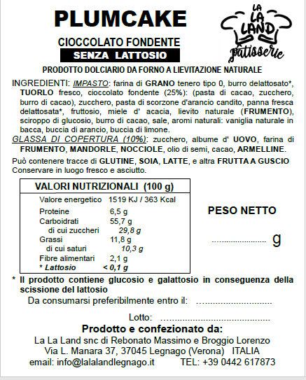 Plumcake al Cioccolato Fondente - Senza Lattosio - immagine 2