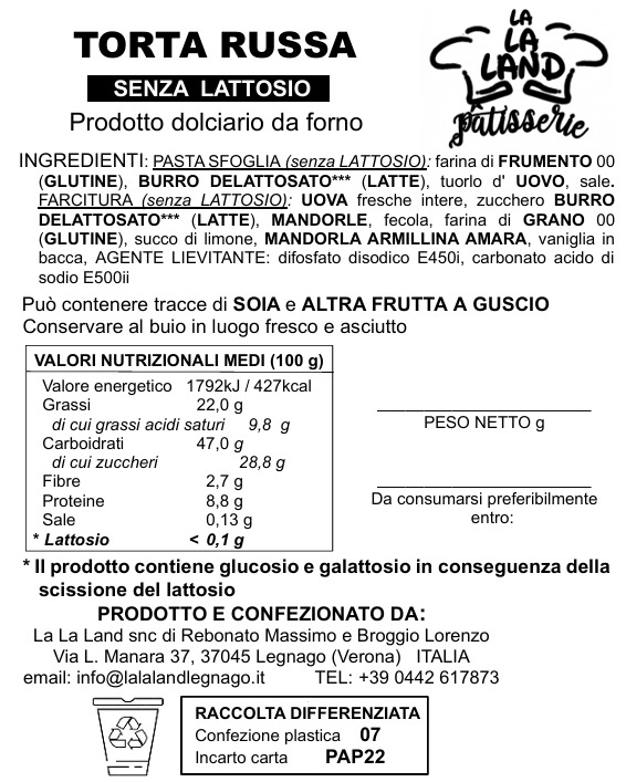 Torta Russa - Senza Lattosio - immagine 3